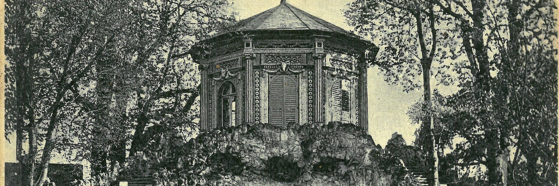 Historische Ansichtskarte des Schneckenhauses im Rokokogarten Veitshöchheim
